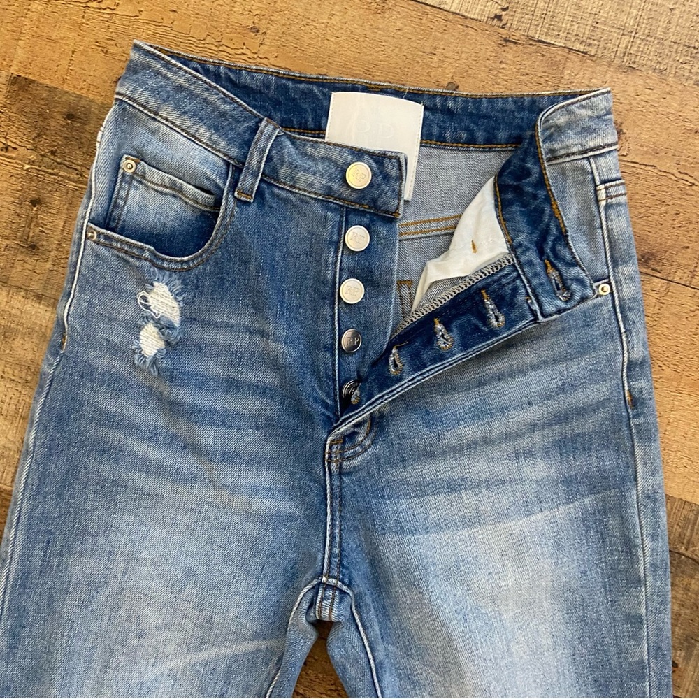 JEANS Straight Leg RACHEL PARCELL High Rise Distressed - Picture 3 of 10